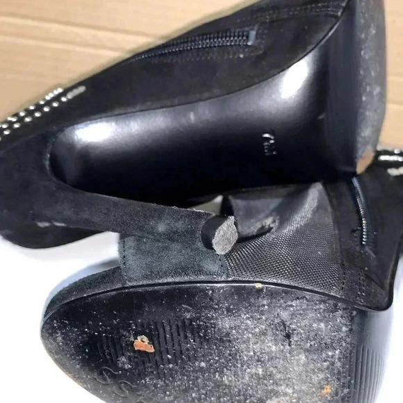 Guess Women's Polli Black Fabric Peep Toe Ankle, mesh style Boots 71/2 M. - Picture 7 of 10